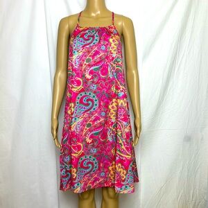 Women’s Halter Neck Dress in Bright Paisley Print. NWOT. Size Large.